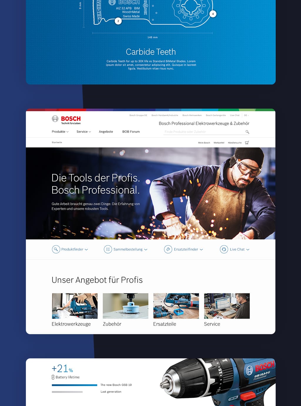 Screenshot of Bosch PowerTools website