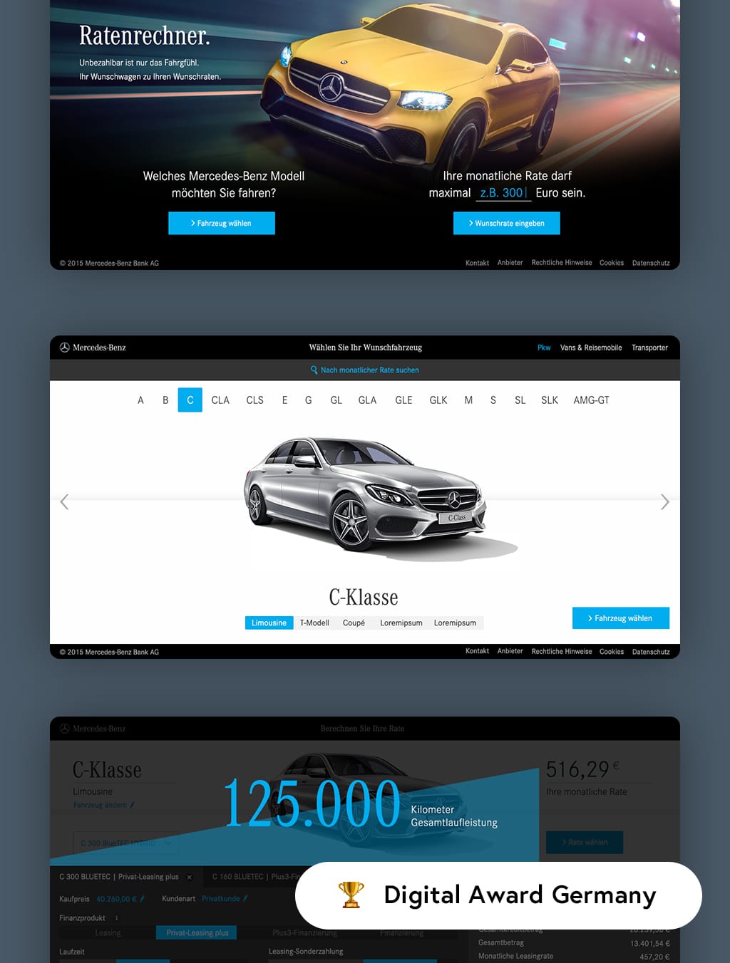 Screenshot of Mercedes-Benz-Bank Financing Calculator webapp