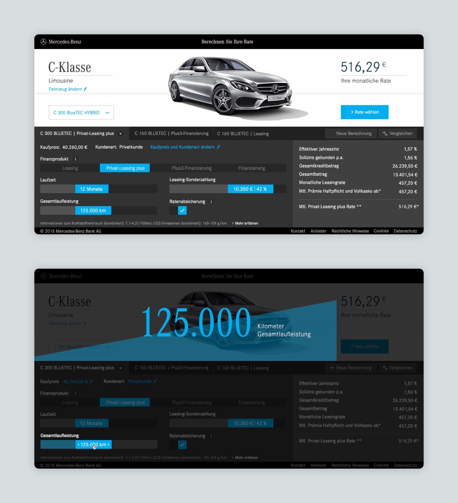 Financing configurator